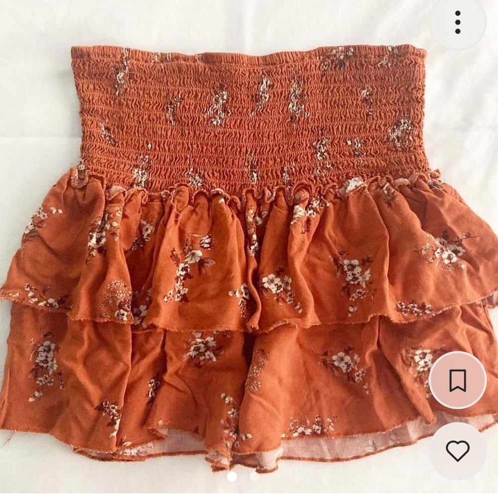 Inspires hearts orange floral smocked skirt